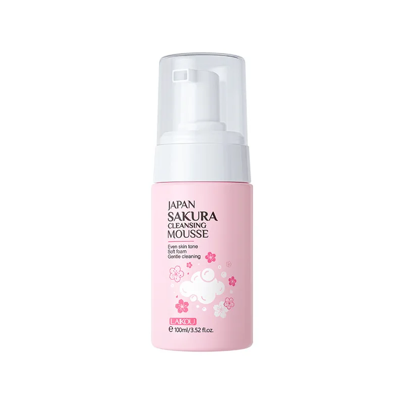 LAlKOU Japan Sakura Cleansing Mousse Facial Cleanser 100ml Shrink Pores Deep Clean Oil Control Moisturizing Skin Care 6