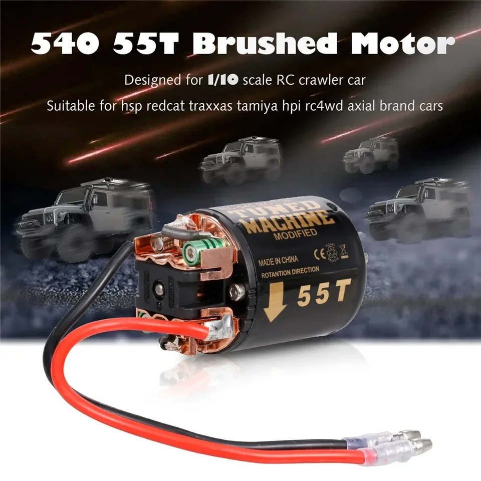 PLUSKER 540 55T Brushed Motor For 1/10 RC Crawler - Fits SCX10, TRX-4, HSP, RC4WD | Modified 7.2V