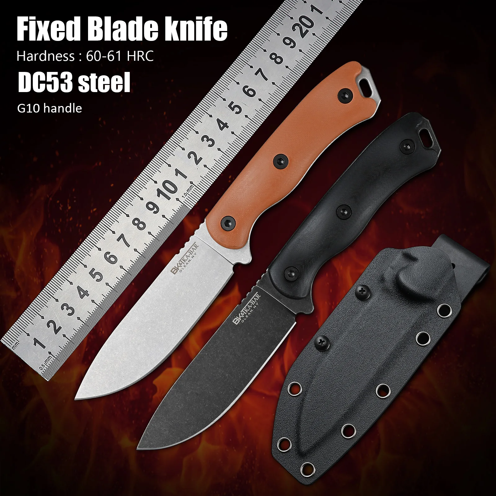 

G10 Handle Self Defense Camping Utility Knives Tactical Survival Hunting Fixed Blade Knife DC53