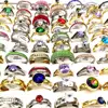 50pcs/lot Luxury Exquisite Multi-Colored Zircon Mix Stainless Steel Ring Men Women Wedding Ring Wholesale Bulk Jewelry Lot 2