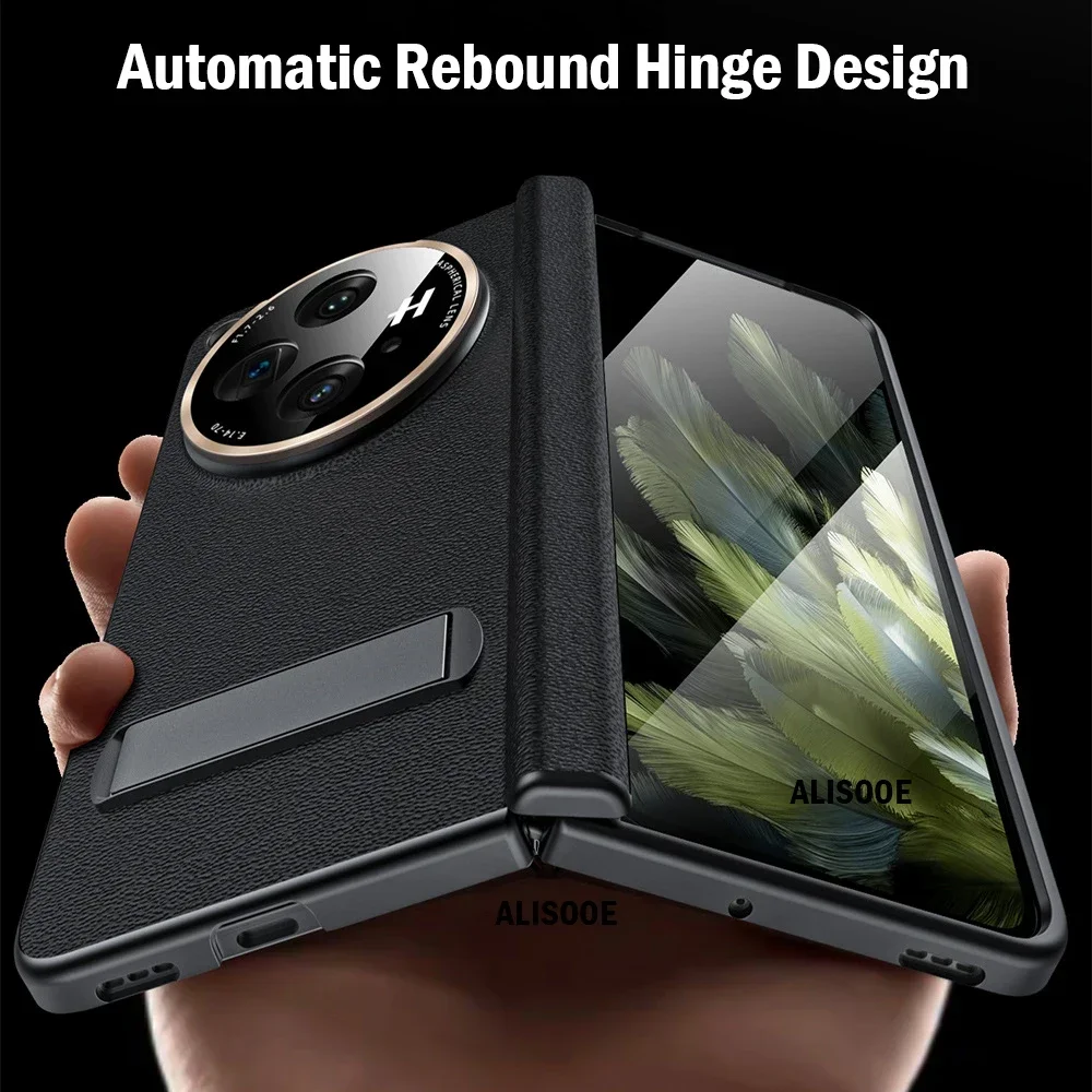 Premium Genuine Leather Kickstand Case with Front Glass Holder
