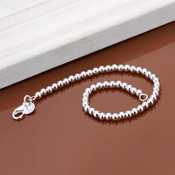 925Silver color 6MM CHAIN bead bracelet fashion charm Women lady jewelry cute nice pretty wedding birthday gift H114 bracelet jewelry