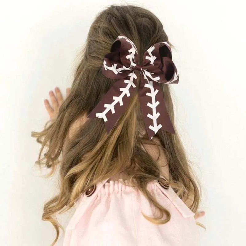 Large Softball Ribbon Hair Bows  Boutique Baseball for Girls