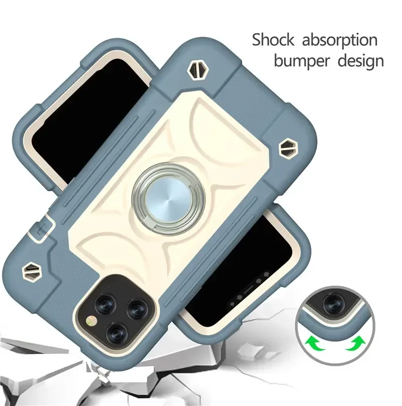 Colorful Rugged Armor Bumper Shockproof Phone Case with Ring Holder