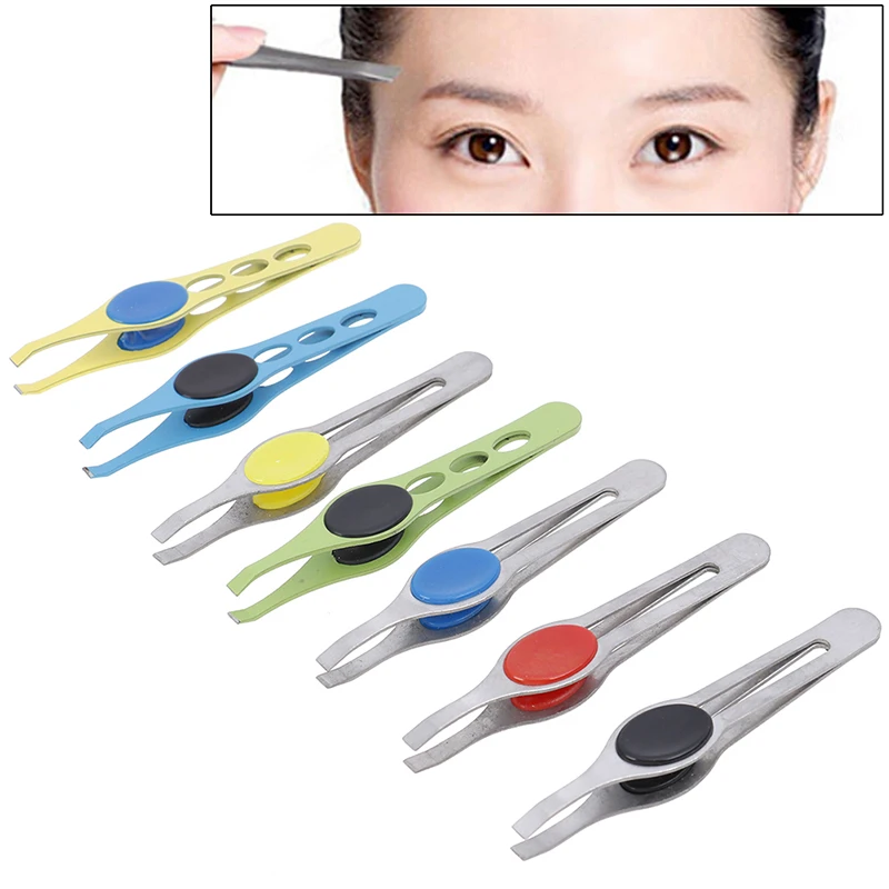 1Pc Professional Eyebrow Tweezers Eyebrow Hair Removal Clip Makeup Eyelash Extension Eyelash Tweezers Beauty Random color 4