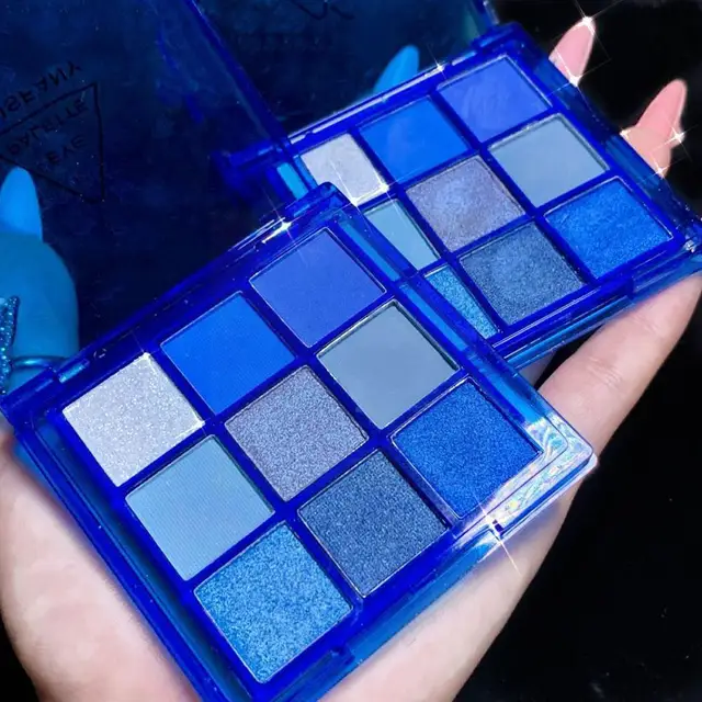 9 Colors Baby Blue Eyeshadow Makeup Pallete Matte Blue Neon Palette Yellow Eye Shine Palette Shadow Diamond Shimmer Eyeshad B6S2