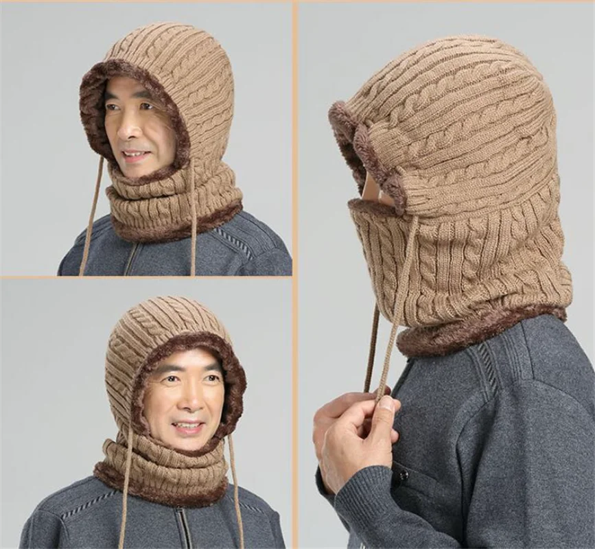 

New Hat Scarf Set Bib Winter Warm Cycling Woolen Cap Outdoor Cold Protective Ear Caps Continuous Knitting Cap Bonnets for Women