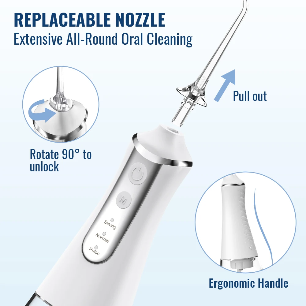 Dental Oral Irrigator Water Flosser Thread Teeth Pick Mouth Washing Machine 5 Nozzels 3 Modes USB Rechargeable 300ml Tank dental oral irrigator,dental water flosser,water dental flosser