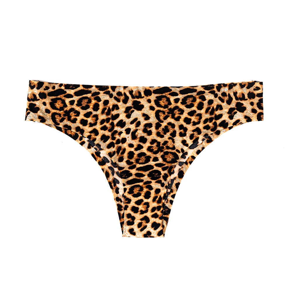 3Pcs/Set women panties Sexy Leopard Thongs Seamless Printed Ice Silk Briefs