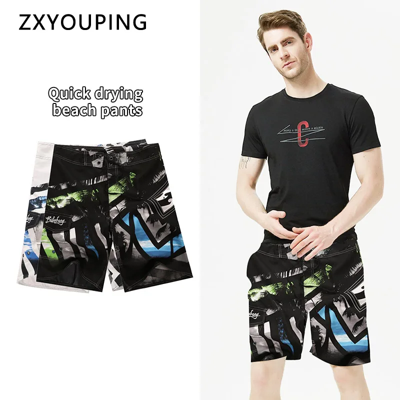 Quick Dry Print Beach Shorts Mens Surf Sport Swimwear Briefs For Men Swim Trunks Loose Swimming Shorts Beachwear Big Size
