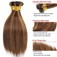 Mèches naturelles lisses à reflets 12A, avec Closure, blond miel, 100% cheveux bruts vierges birmans 3