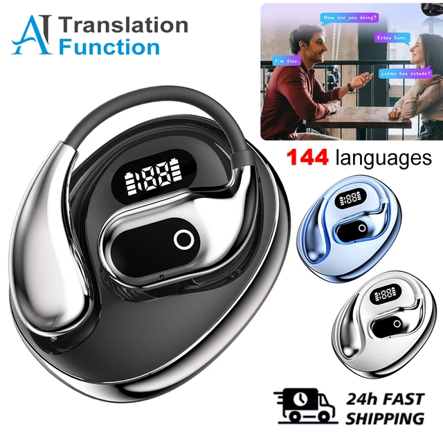 Ai Two-Way Real time Translators Earphone 144 Languages Wireless Bluetooth Smart Voice Translator Headphones For Travel Business 1