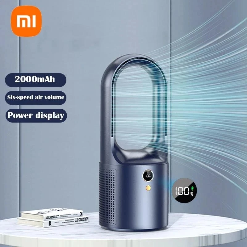 

Вентилятор беслопастной Xiaomi со светодиодным дисплеем, Настольный кулер с безвентиляторным лопастями для офиса, портативный бесшумный вентилятор с зарядкой Type-C