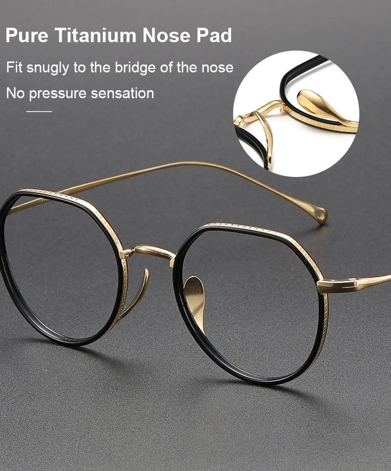 Japanische Designer-Replik, handgefertigt, Polygon, reines Titan, Brillengestell, modische Luxusmarke, kleine ovale Herren- und Damenbrillen – Detail 5
