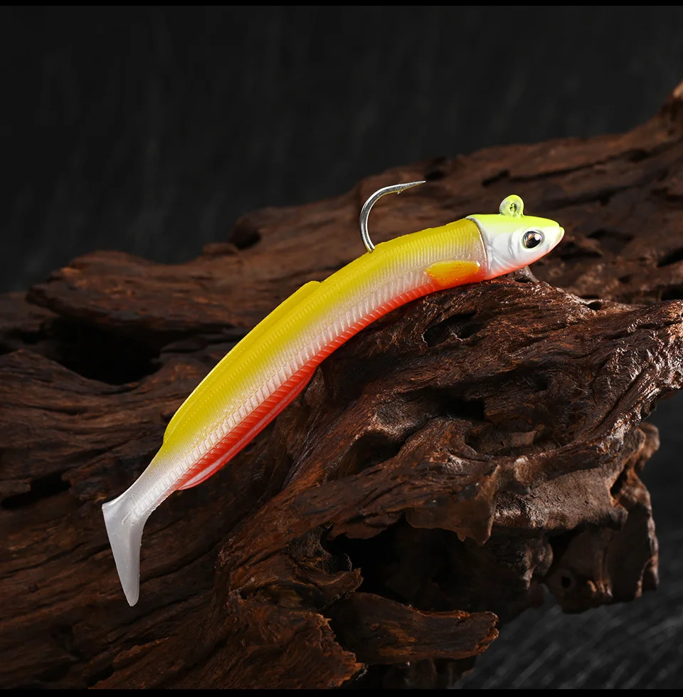 BLUX Mini Happy Sandeel Angelköder-Set 8cm Weicher Paddle-Tail Jigkopf Künstlicher Köder Salzwasser Süßwasser Bass-Angelzubehör – Detail 3
