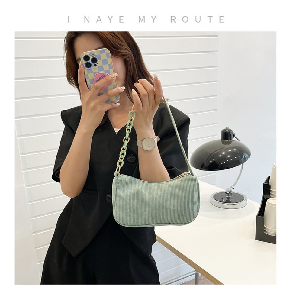 Corduroy Dumpling Moon Shape Shoulder Bag For Women，mobile Phone, Cosmetic Storage Bag, Corduroy Makeup Bag For Travelling