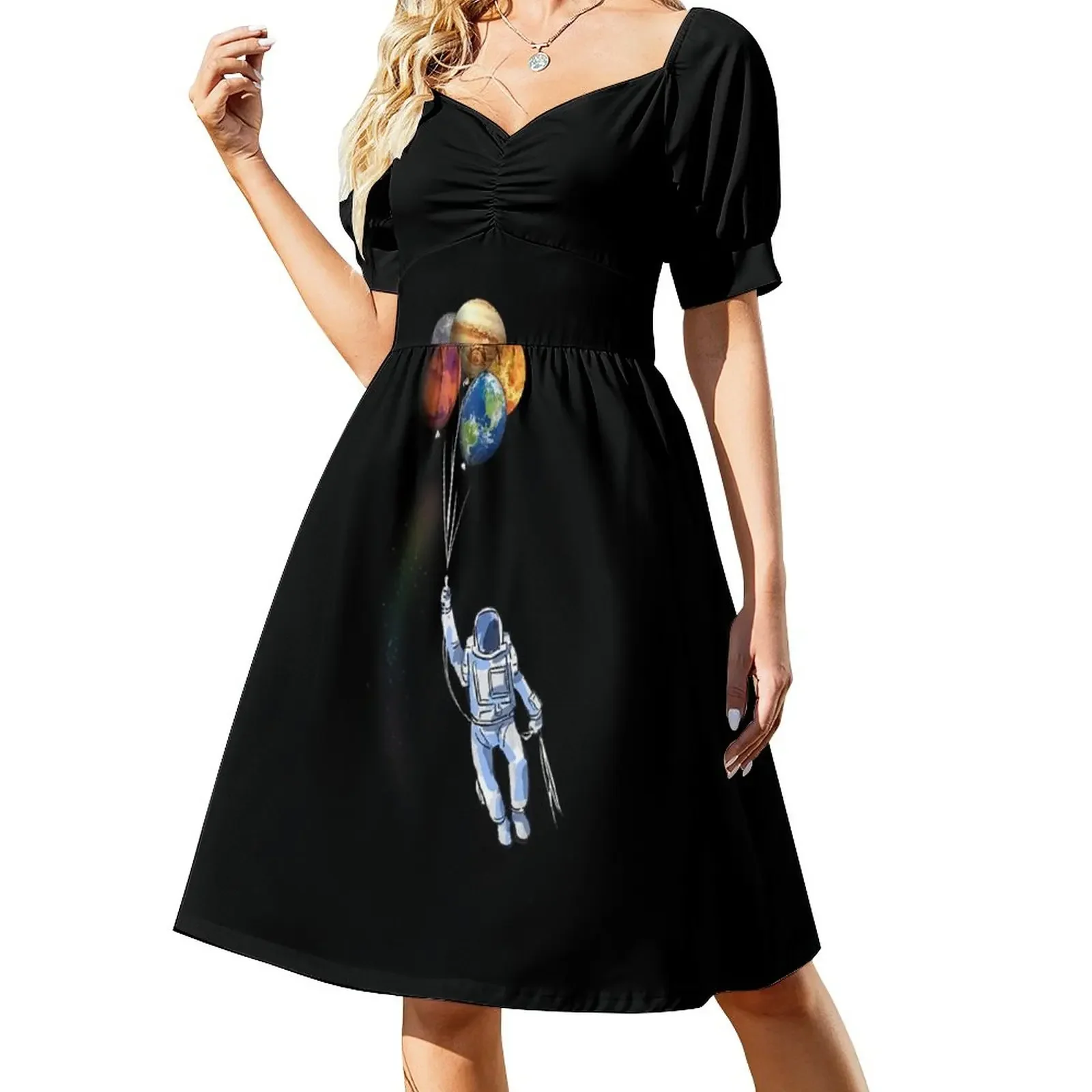 

Astronaut Funny Space Spaceman Holding Planet Balloon Sleeveless Dress women's summer jumpsuit Summer skirt