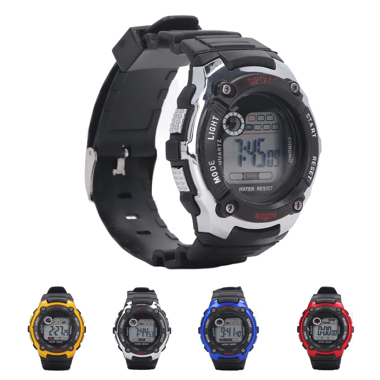 Luminous Sports Watch Electronic Sports Watch Rubber Strap Stylish Impact Resistant WR30M Water Resistant Robust for Children