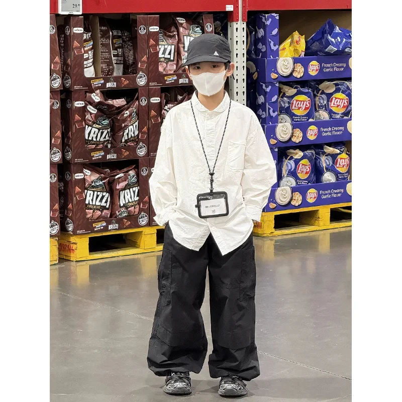 Boys Long Sleeve Shirt Baby Spring Autumn White Korean Style Children's Clothing Male Toddler Spring Summer Autumn Winter