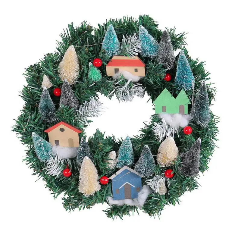 

Pre-lit Artificial Christmas Wreath Lighting Artificial Pine Wreath With LED Lights Christmas Ornament Party Prop For Front Door
