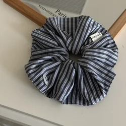Elegant Blue Striped Bow Hair Accessory with Textured Design (Hair band gray)