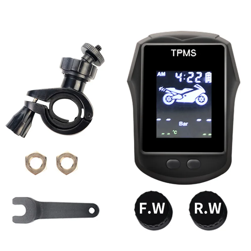 

Motorbike Wireless TPMS Rear and Front External Tire Pressure Monitoring System with Clock Motorcycle TPMS Sensor for Motorcycle