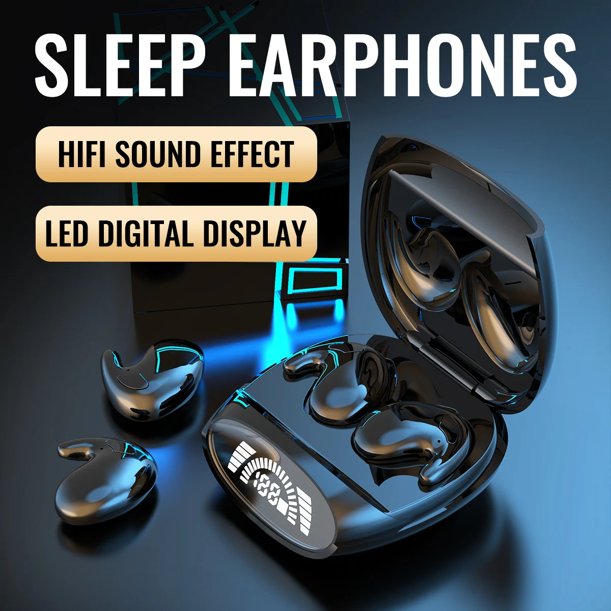 Sleep Wireless Earbuds - TWS Bluetooth 5.2, Hidden Design, IPX7 Waterproof, Noise Cancelling Sports Headphones