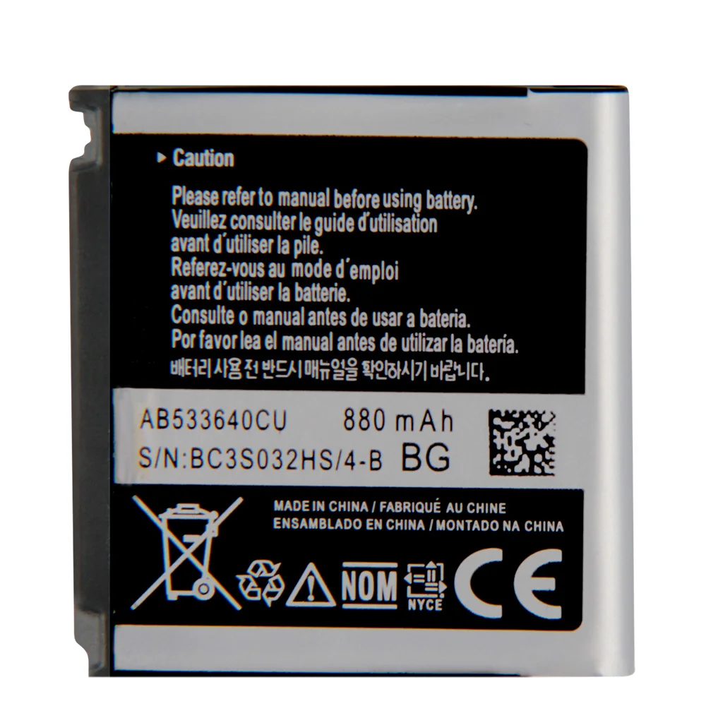 

Replacement Phone Battery AB533640CK For Samsung C3110 G400 G500 F469 F268 G600 G608 J638 F330 F338 880mAh