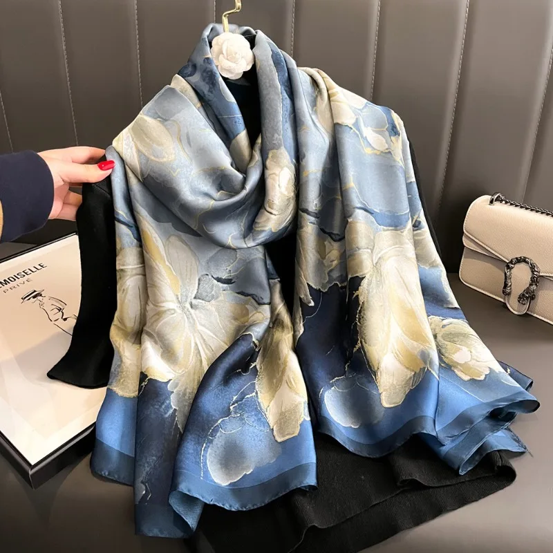 

New Fashion Madam Pretty Scarf Sunscreen Shawl Individuality Lotus Flower Design Georgette Women Scarves Wholesale 180-90CM