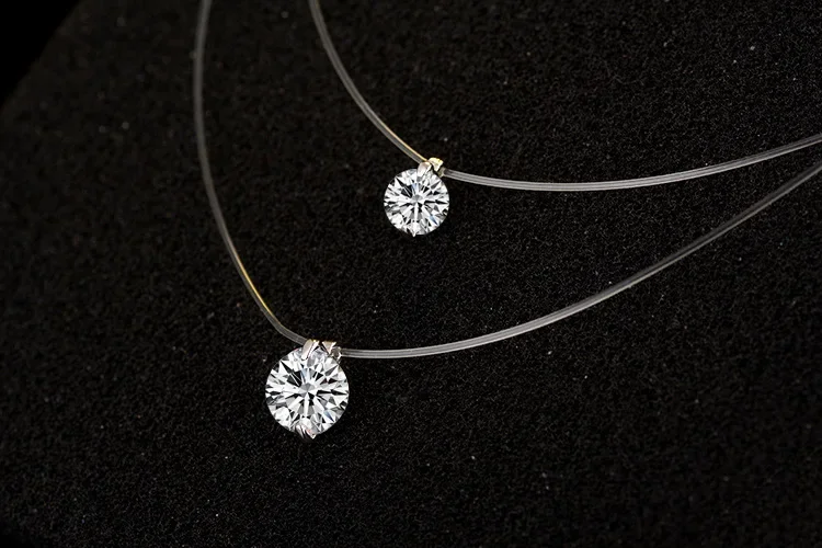 Pendant Necklace Silver Necklace Silver Pendant Silver Necklace Charms S925 Sterling Silver Transparent Fishing Line Women's Necklace