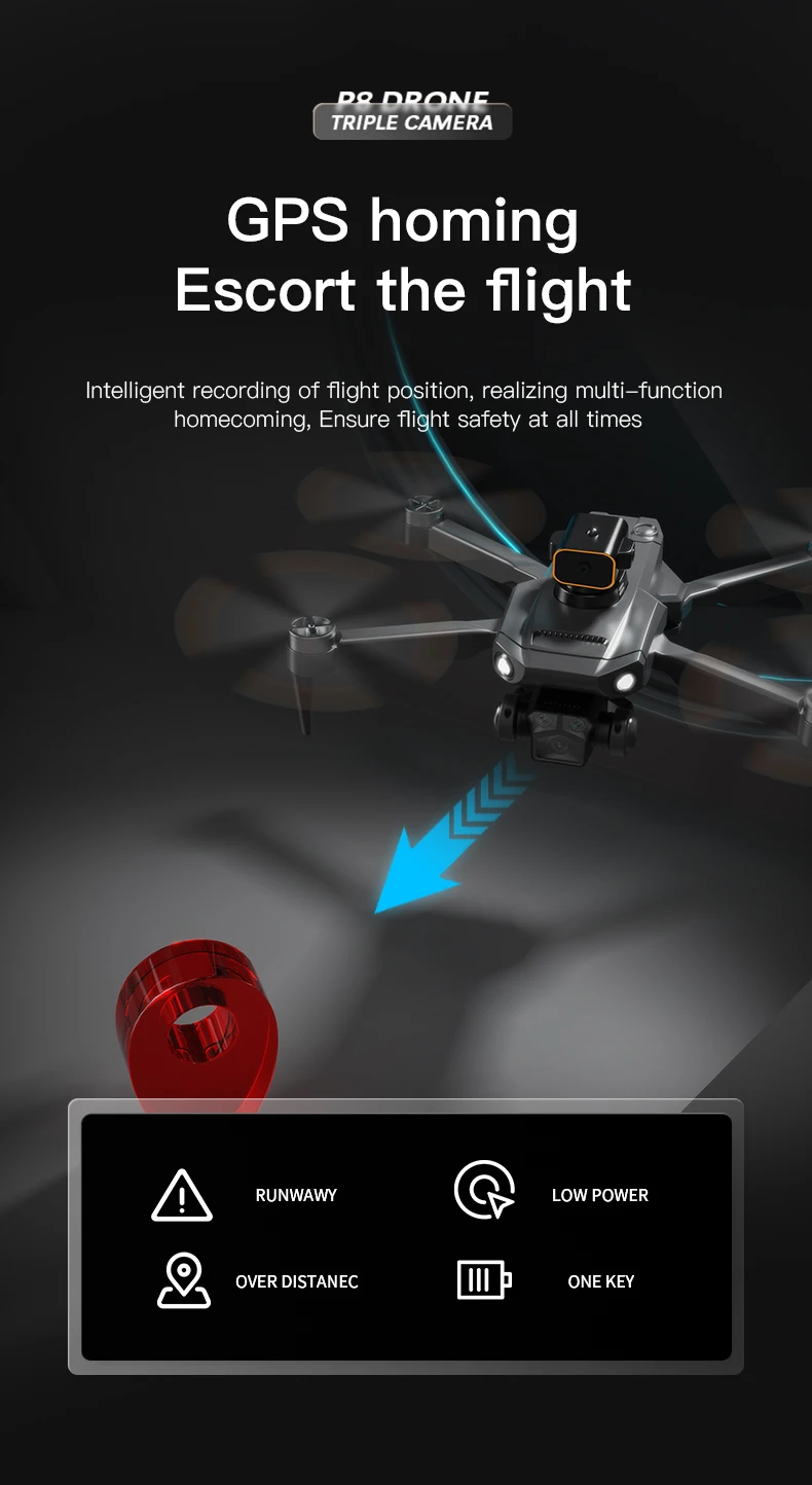 Lenovo-Drone professionnel P8 Pro 8K, caméra double HD 8K, moteur sans balais 5G, quadrirotor pliable, jouets cadeaux, 5000m