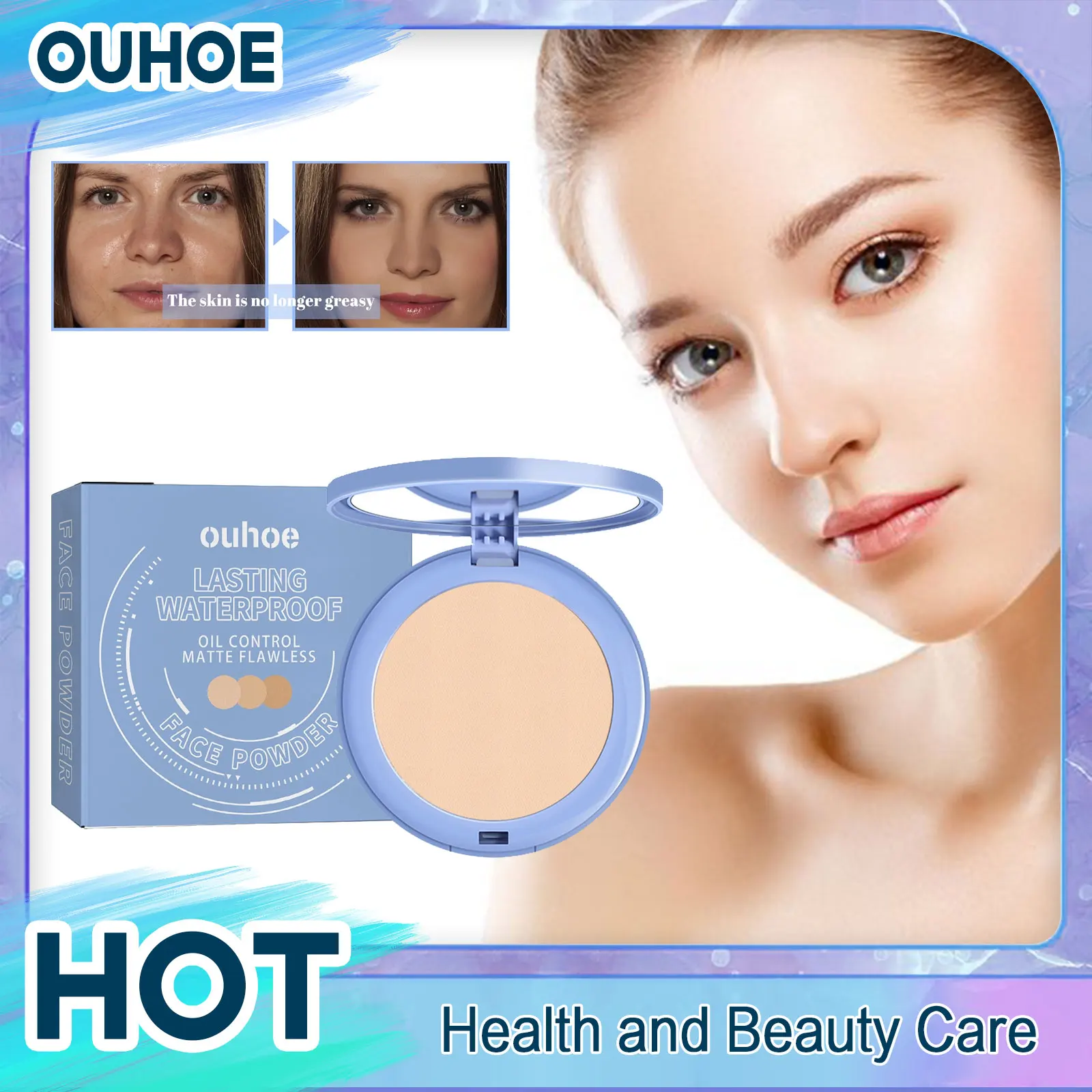 Setting Pressed Powder Invisible Pores Blemishes Waterproof Oil Control Matte Long Lasting Whitening Concealer Powder pressed powder foundation setting powder concealer powder face powder compact powder