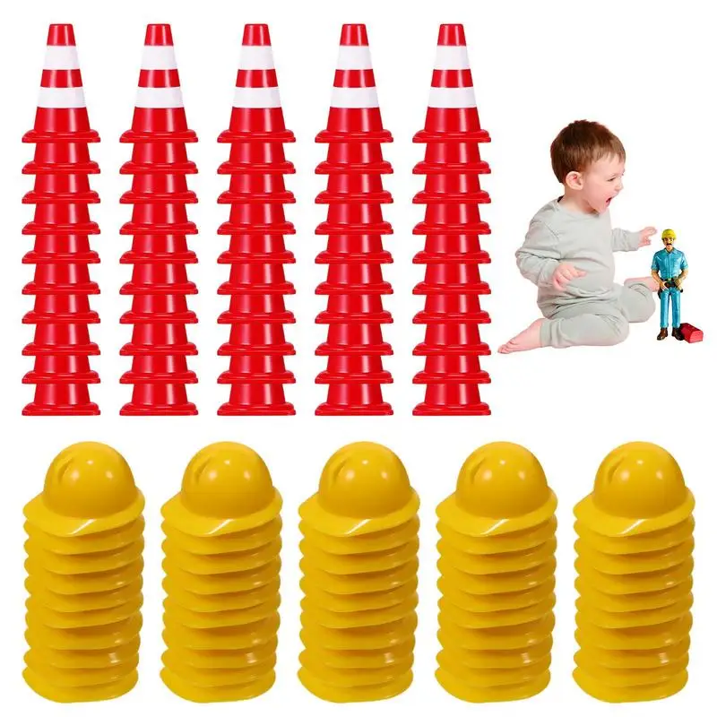 

Mini Traffic Cones Traffic Cones Signs With Hard Hat Traffic Scene Roadblock Toys For Decorating Playing Games And Teaching