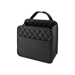 Deluxe Multifunctional Leather Car Seat Organizer and Garbage Bag (Black)
