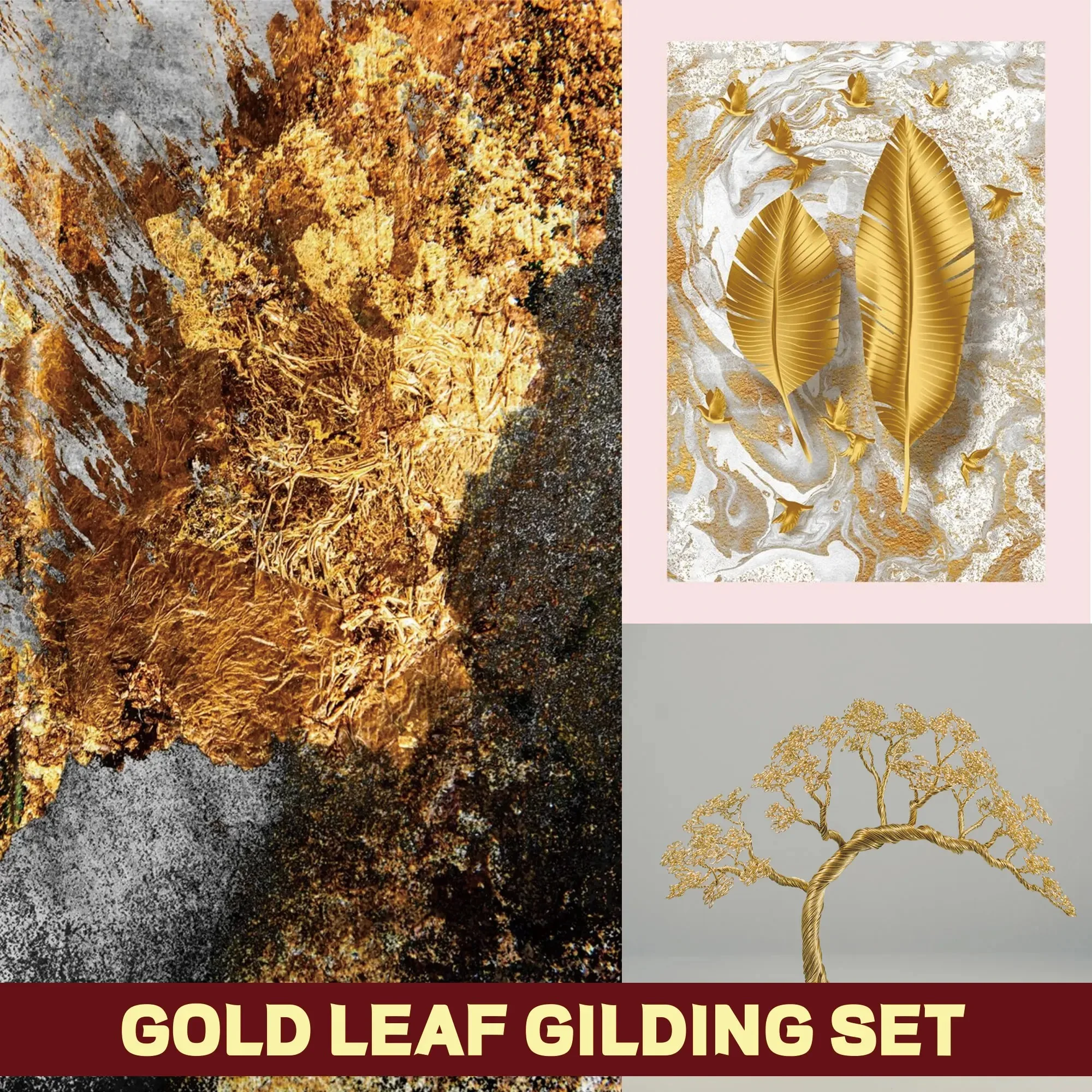 Golden Foil Adhesive Kit - Premium Water-Based Metallic Glue with Brush