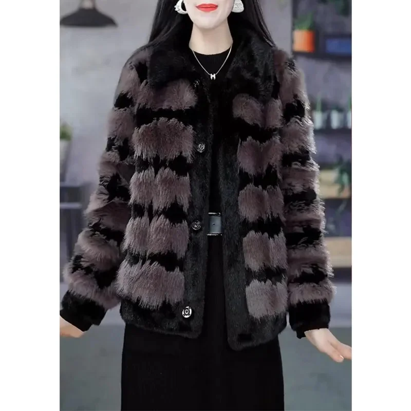 

Fashion Foreign High-Grade Imitation Sable Fluff Coat Female 2022 New Autumn/winter Thick and Warm Korean Short Woolen Coat X646