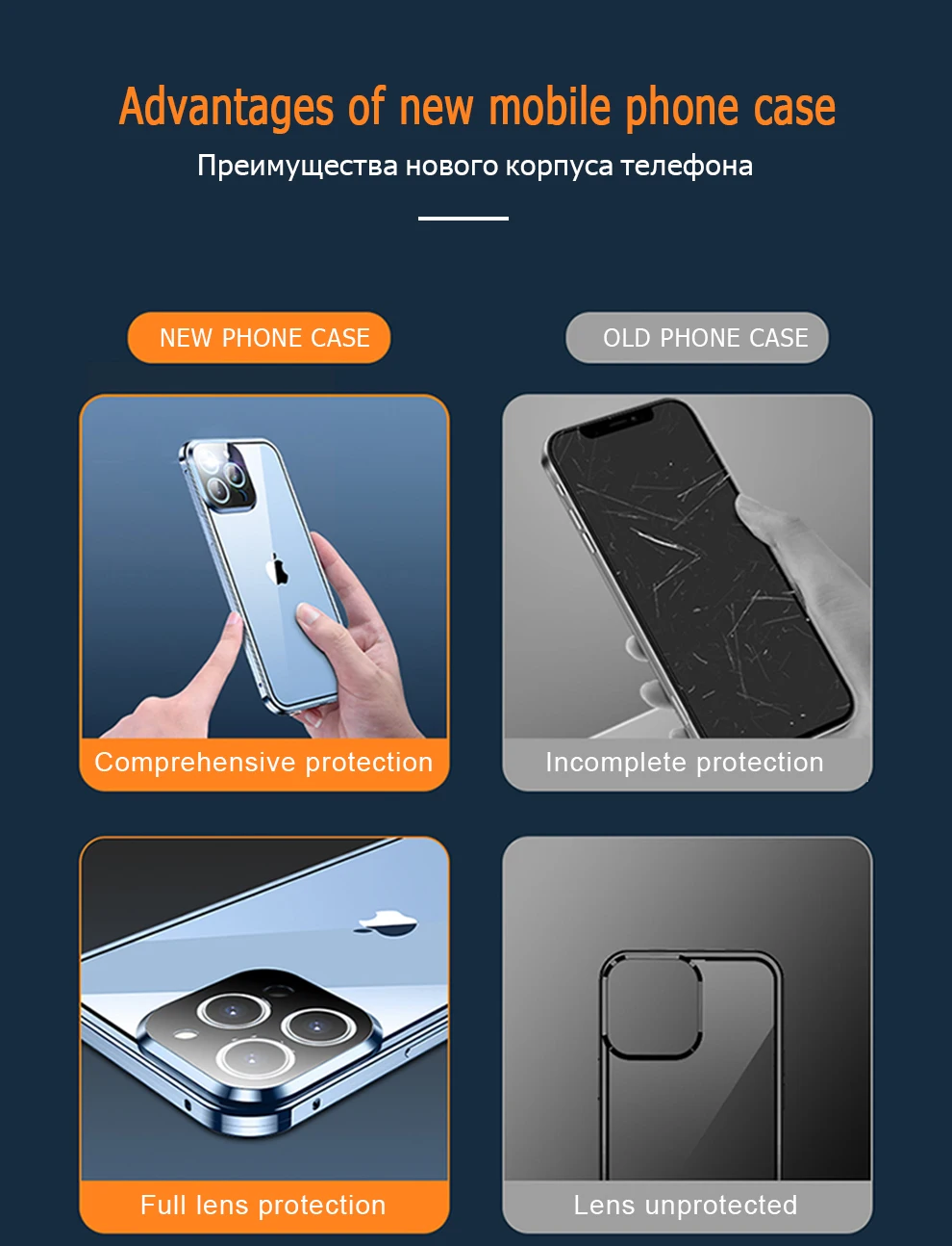 360° Metal Magnetic Double Sided Glass Cover With Lens Protection For IPhone16 14 15 Pro Max For IPhone13 12 11 Double Lock Case