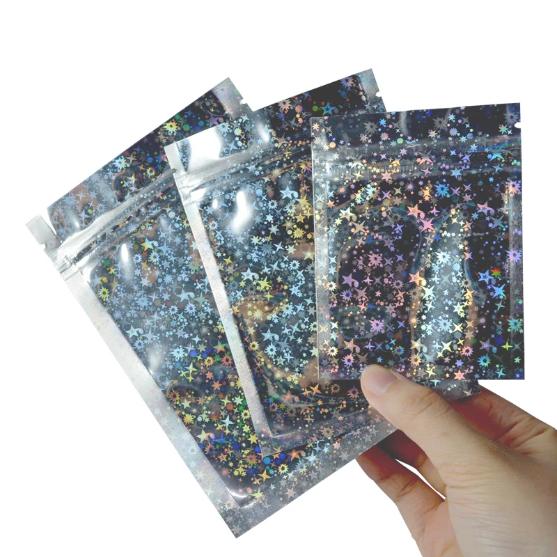 100 Pcs Glitter Heat Seal Aluminum Foil Ziplock Bags Flat Zip Lock Retail Package Bag Plastic  Foil Zip Bags Free Shipping 3