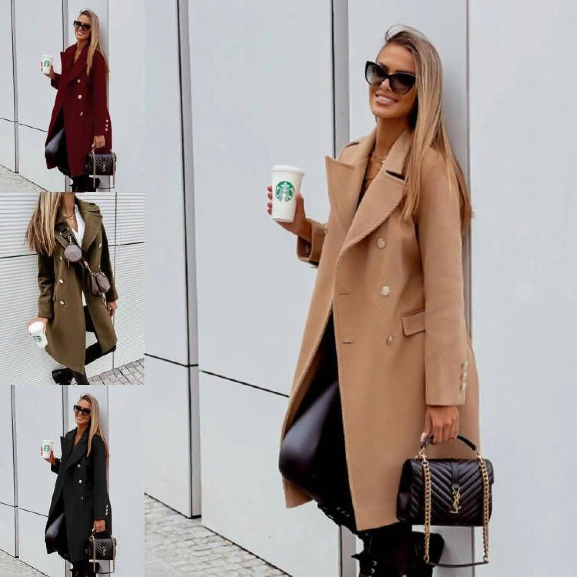 

Autumn and Winter New Fashion Temperament Women's Solid Color Long Sleeve Double Breasted Casual Comfortable Coat