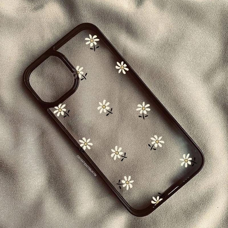 Floral Elegance Clear Hard Phone Case - Trendy Flower Pattern Fashion Accessory