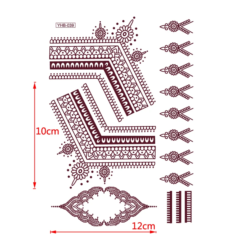 Bräunlich rote Spitze wasserdicht temporäre Tattoo Aufkleber Tatuajes Tattoo Ärmel Henna Tattoo Aufkleber Body Art gefälschte Tattoo Aufkleber – Detail 16