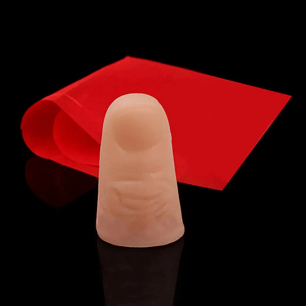 Magic Trick Props Plastic Finger Thumb Tip + Red Silk For Close Up Vanish Appearing Stage Show Prank Toy magic trick fingers magic trick toy magic tricks toy magic props toy magic tricks props magic trick props magic show props