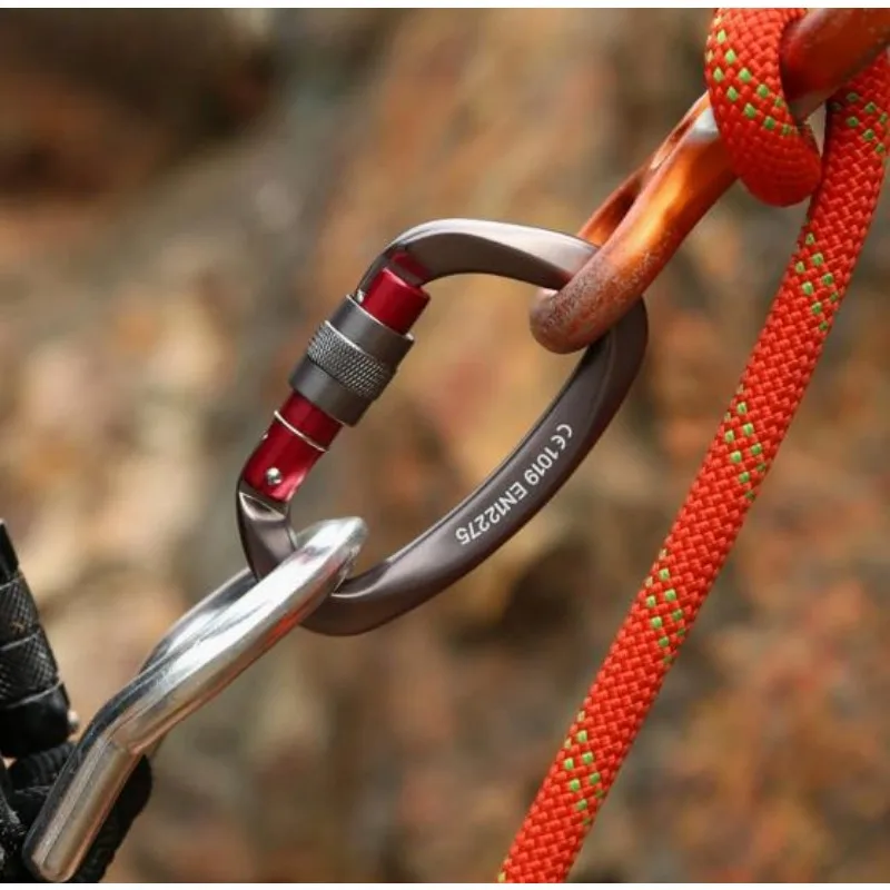 25KN professional climbing hook D-type,aviation aluminum safety lock, perfect equipment for outdoor climbing, camping,and hiking