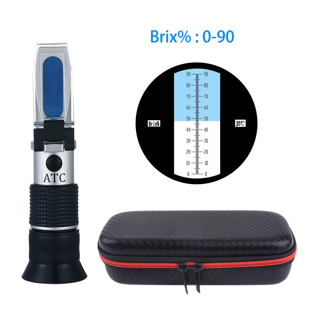Erma 0-90% Brix Professional Grade Optical Hand Held Refractometer, Sugar Type For Syrup, Jelly, Jam Low Volume And High Sugar Concentration Syrups