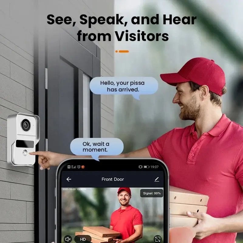 1080P 10 Inch 7 Color Touch Screen Wireless Wifi Video Doorbell Smart TUYA Home Intercom Kit for RFID Access Control System 140� 4 1080P 10 Inch 7 Color Touch Screen Wireless Wifi Video Doorbell Smart TUYA Home Intercom Kit for RFID Access Control System 140� 4