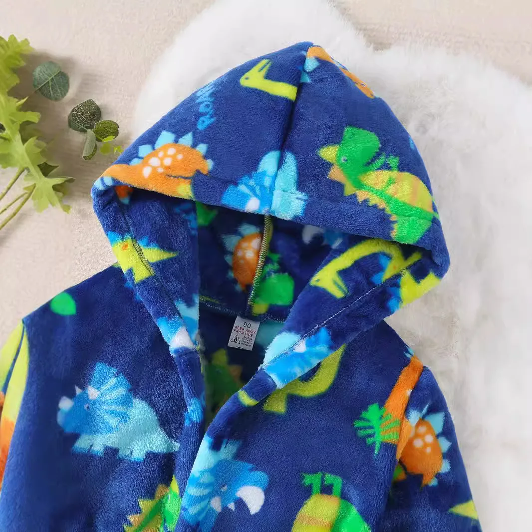 Children's Clothes 2pcs Autumn Baby Boy's Home Clothes Hooded Flannel Cartoon Pajamas