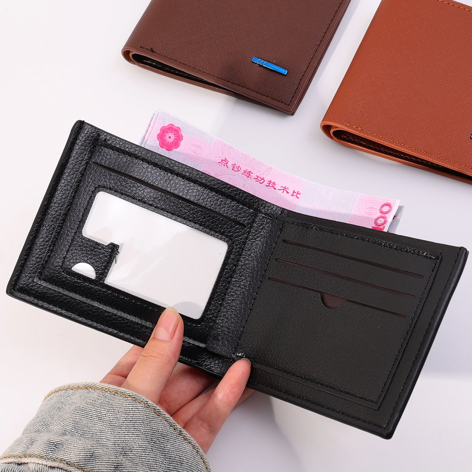 Men Short Bifold Faux Leather Masculina Billetera Credit ID Card Holder Wallet Billfold Purse Clutch Solid Hombre Business Slim