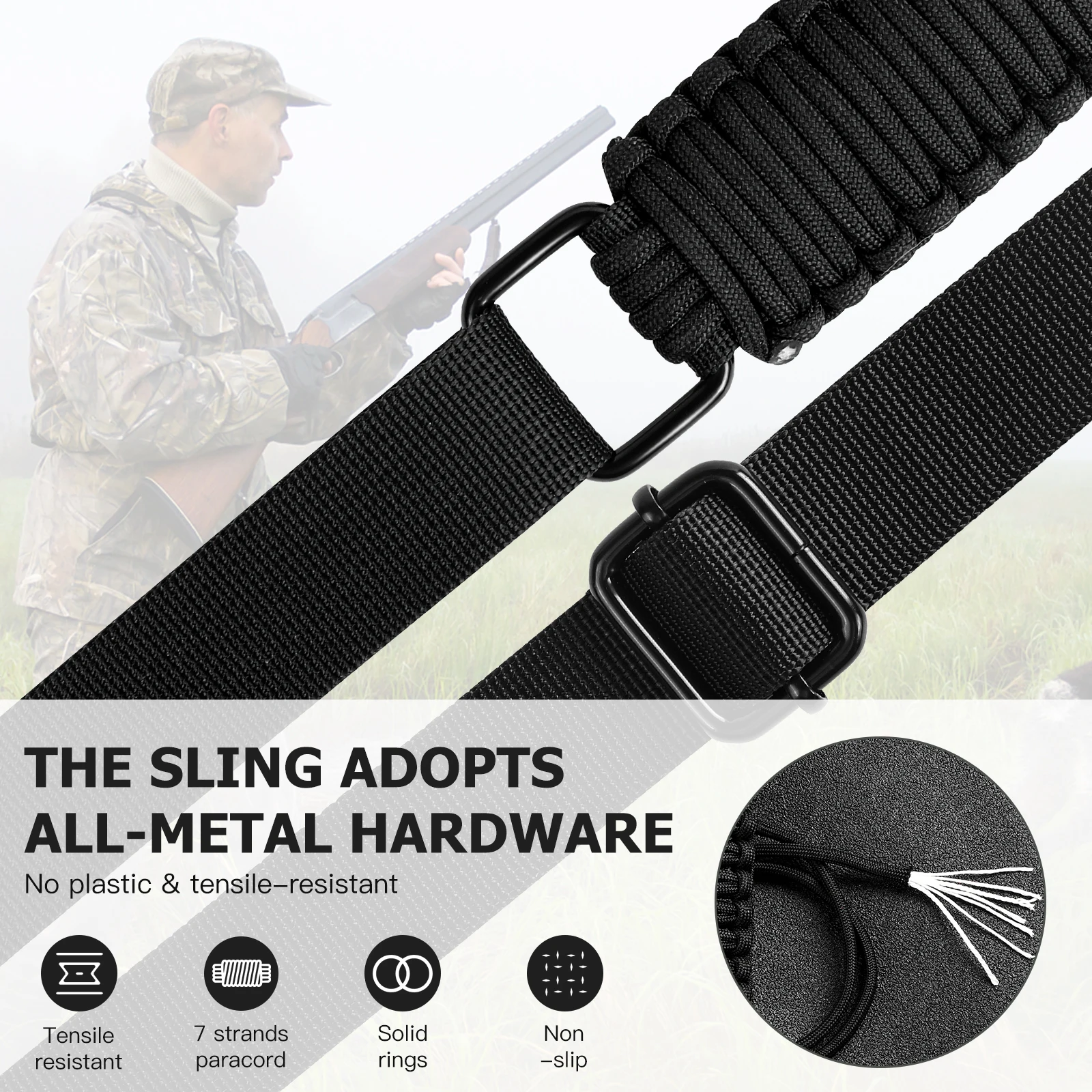 Tactical Dual Point Nylon Sling Rotating Two-Point Rope Sling Anti Slip Length Adjustable