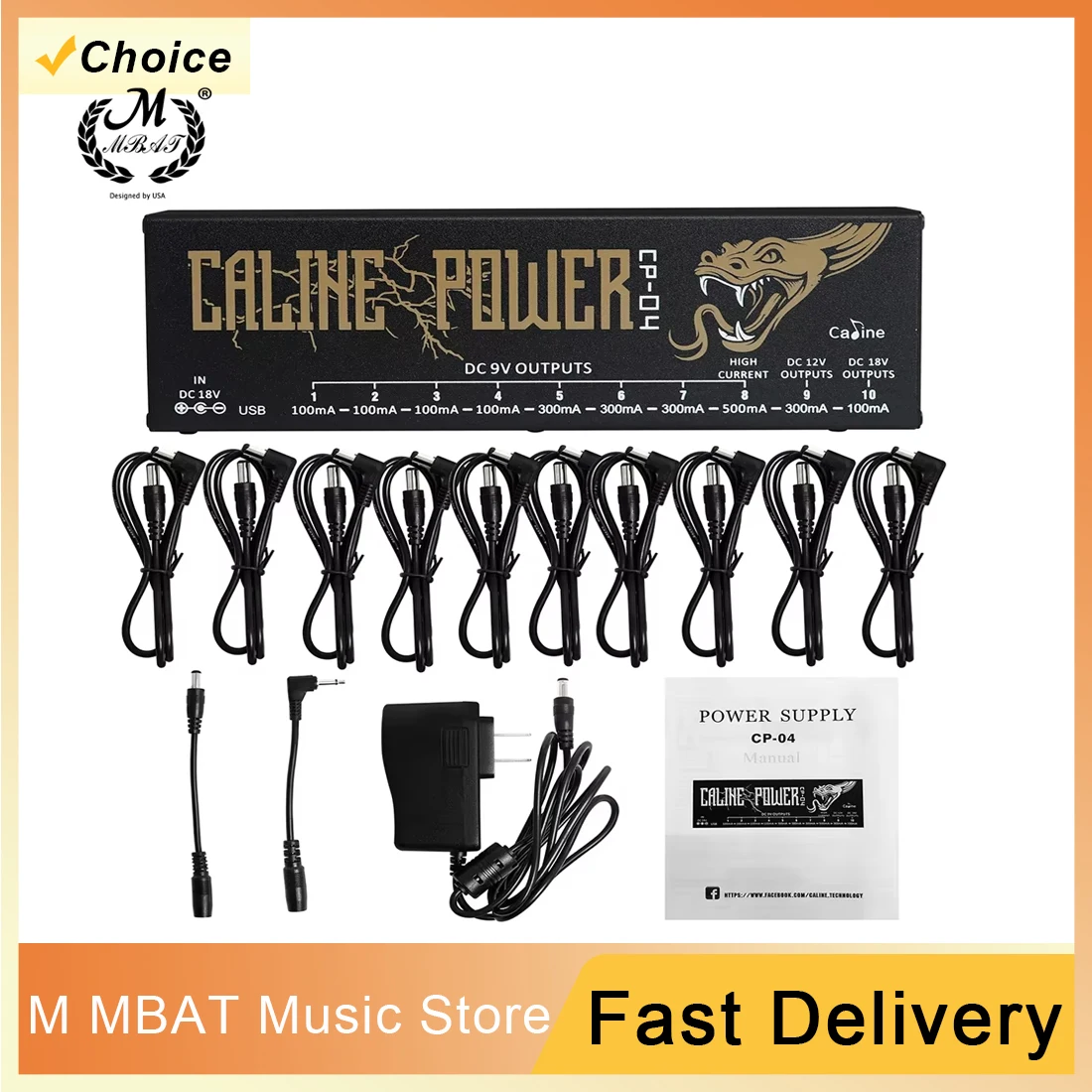 Caline CP-04 Guitar Effect Pedal 10 Channel Power Supply Circuit /Overcurrent Protection Guitar Effect Power Accessories