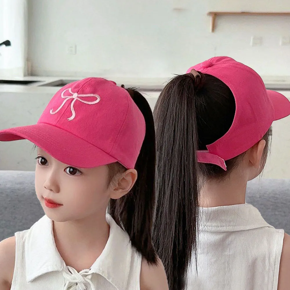 Kids Baseball Caps Adjustable Summer UV Protection Snapback Hat Children Love Embroidery Breathable High Ponytail baseball cap snapback cap